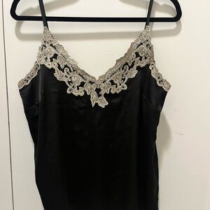Express Black Camisole with Cream Lace Trim